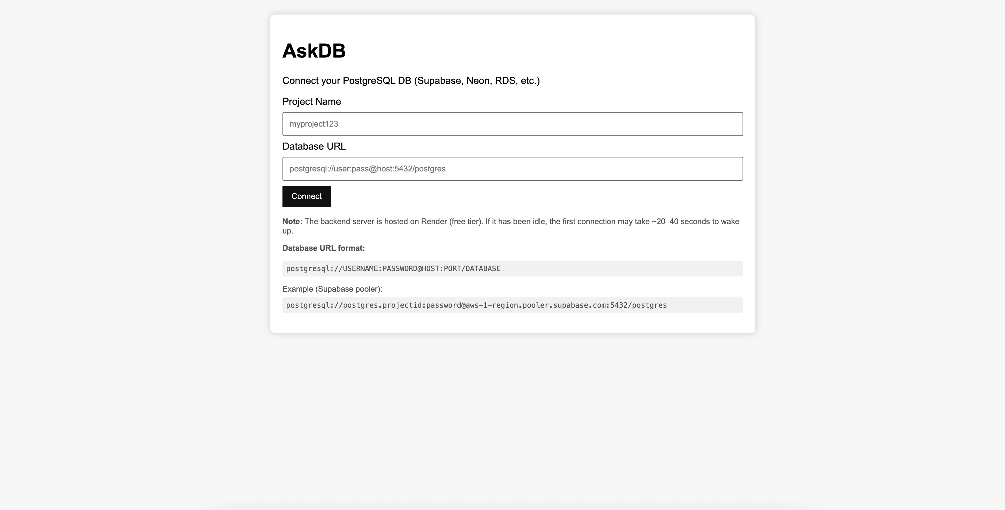 AskDB UI